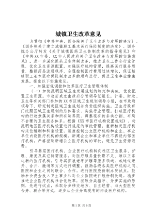 2024年城镇卫生改革意见