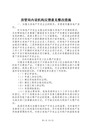 2024年房管局内设机构反馈意见整改措施