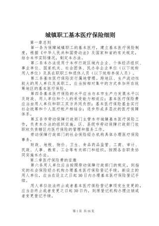 2024年城镇职工基本医疗保险细则