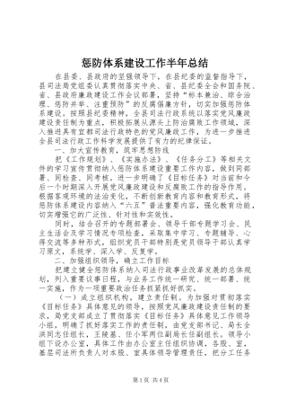 2024年惩防体系建设工作半年总结