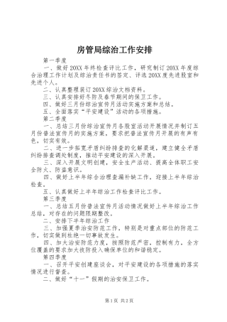 2024年房管局综治工作安排