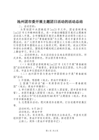 2024年池州团市委开展主题团日活动的活动总结