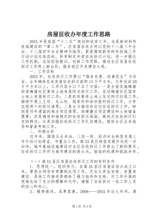 2024年房屋征收办年度工作思路