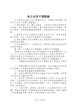 2024年处方点评干预措施