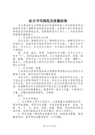 2024年处方书写规范及质量标准