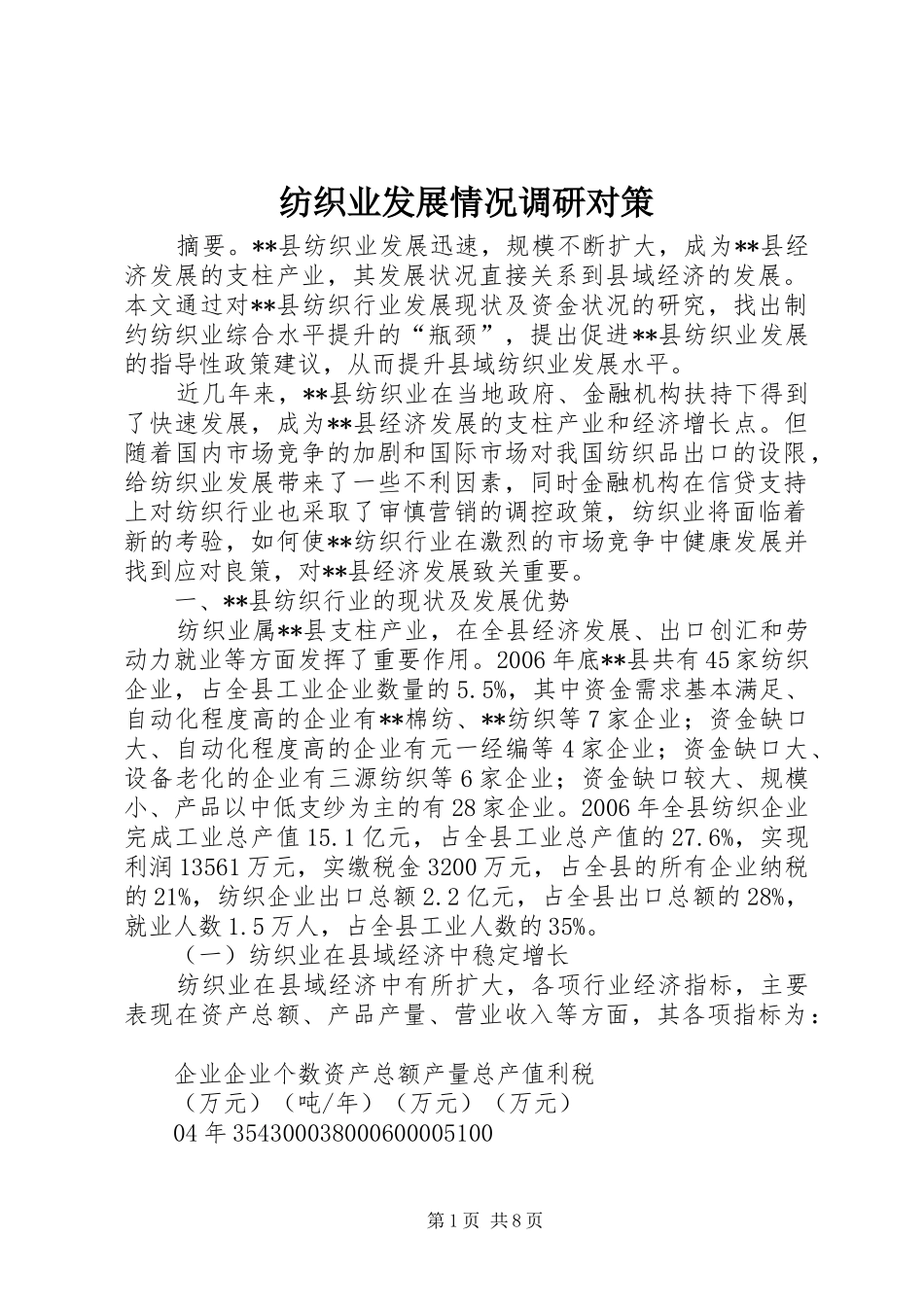 2024年纺织业发展情况调研对策_第1页