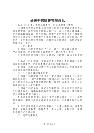 2024年处级干部监督管理意见