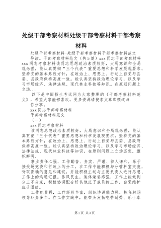 2024年处级干部考察材料处级干部考察材料干部考察材料