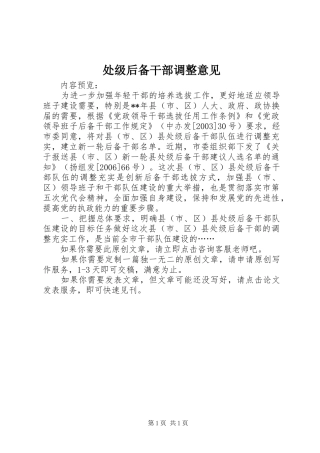 2024年处级后备干部调整意见