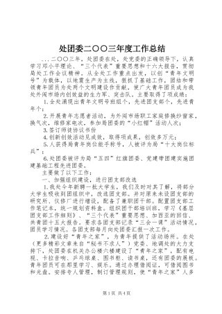 2024年处团委二三年度工作总结