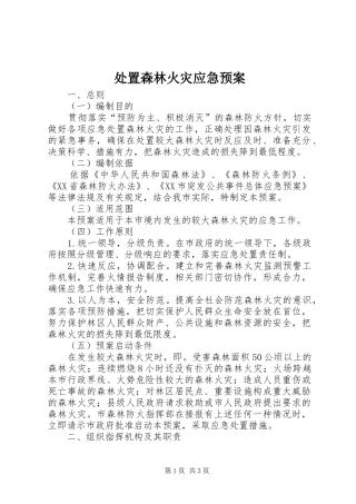 2024年处置森林火灾应急预案