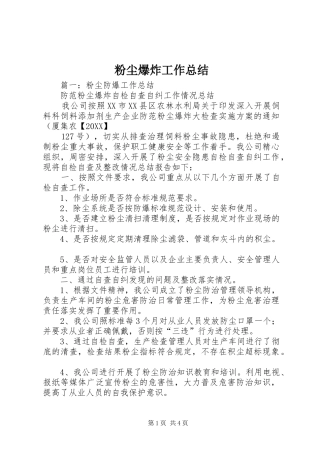 2024年粉尘爆炸工作总结