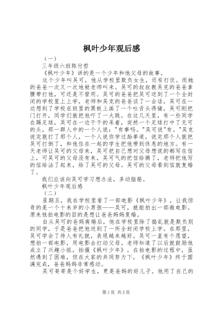 2024年枫叶少年观后感