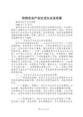 2024年扶持农业产业化龙头企业发展