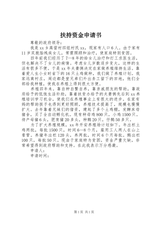 2024年扶持资金申请书