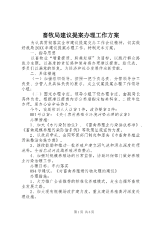 2024年畜牧局建议提案办理工作方案