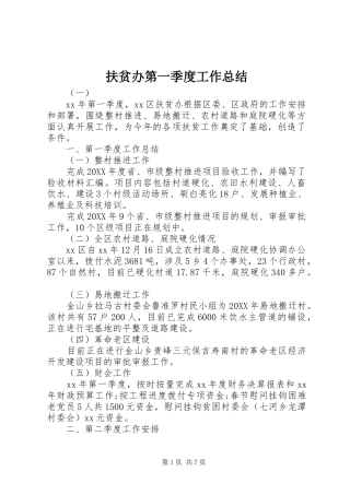 2024年扶贫办第一季度工作总结