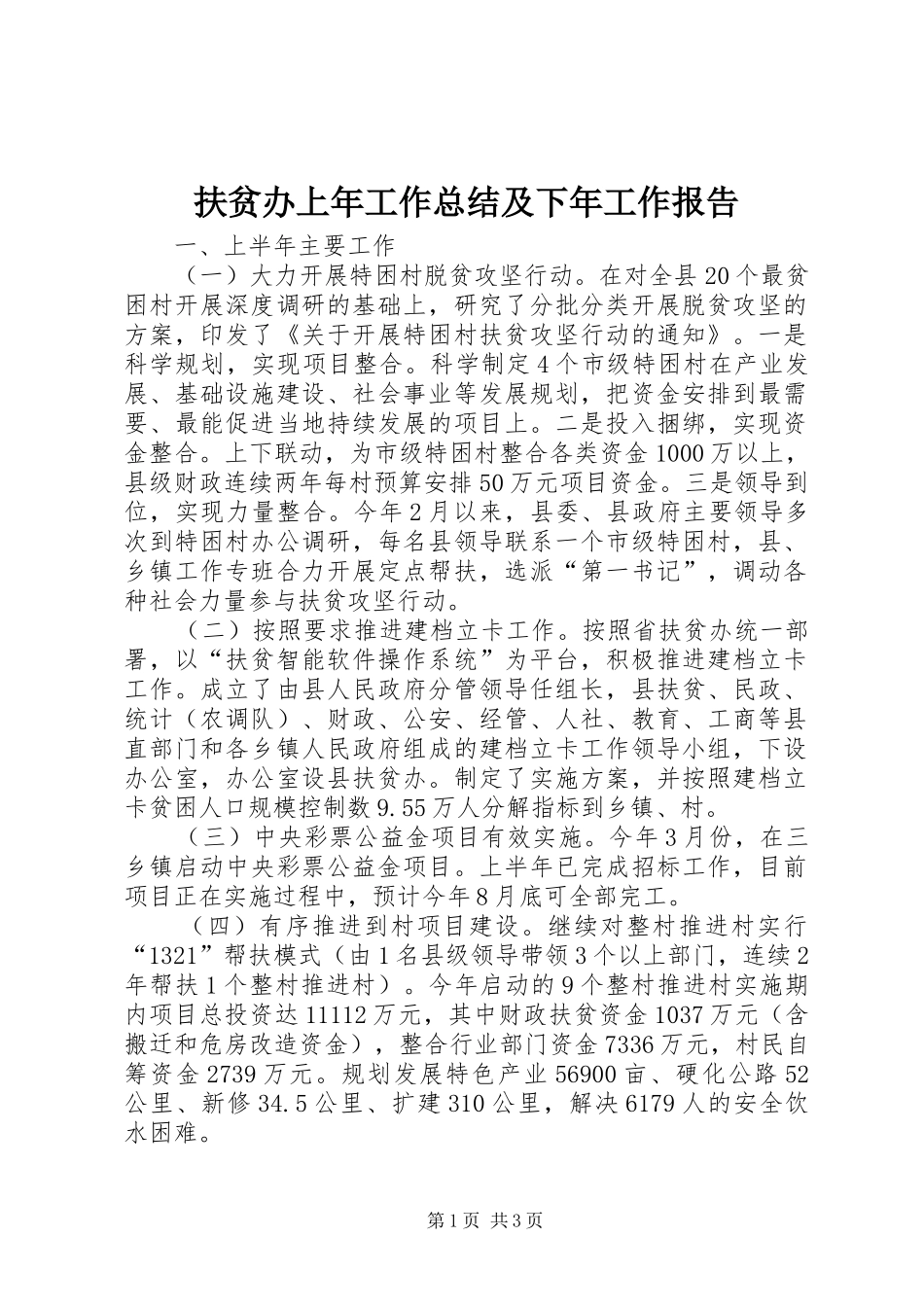 2024年扶贫办上年工作总结及下年工作报告_第1页