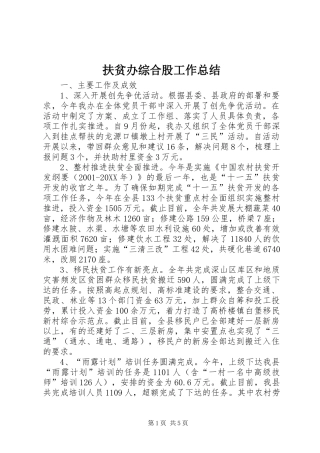 2024年扶贫办综合股工作总结