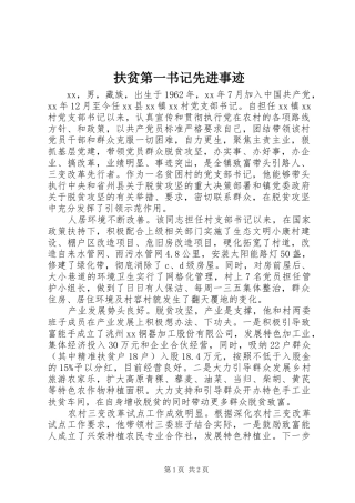 2024年扶贫第一书记先进事迹