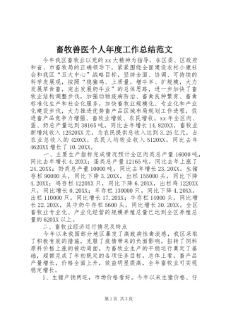 2024年畜牧兽医个人年度工作总结范文