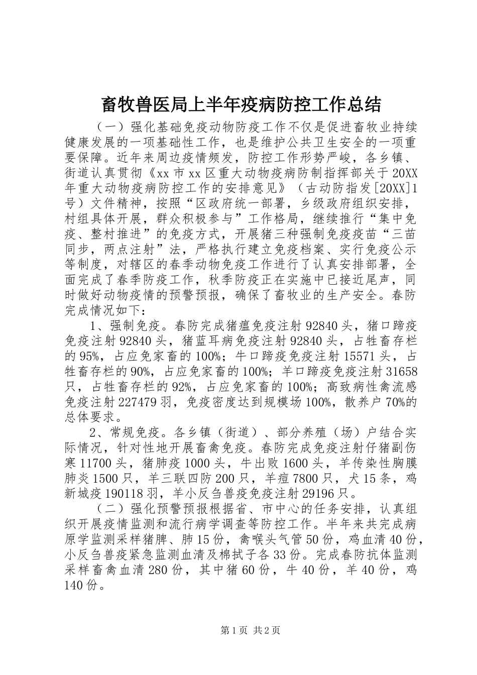2024年畜牧兽医局上半年疫病防控工作总结_第1页