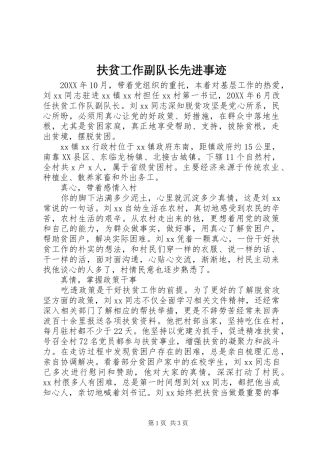 2024年扶贫工作副队长先进事迹