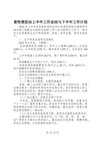 2024年畜牧兽医站上半年工作总结与下半年工作计划