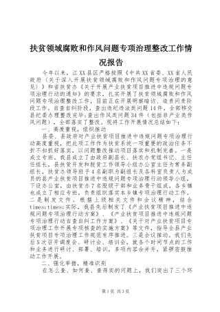 2024年扶贫领域腐败和作风问题专项治理整改工作情况报告