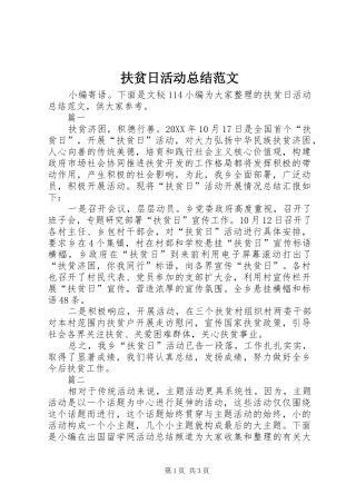 2024年扶贫日活动总结范文