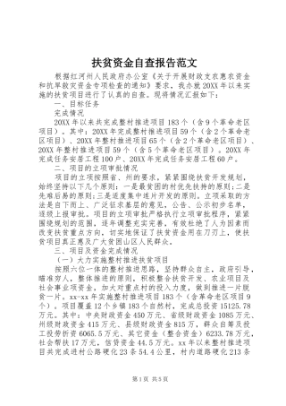 2024年扶贫资金自查报告范文