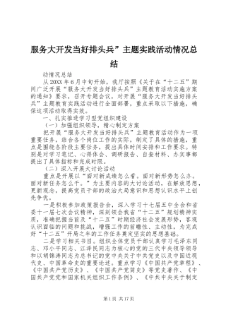 2024年服务大开发当好排头兵主题实践活动情况总结