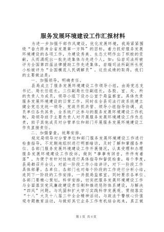 2024年服务发展环境建设工作汇报材料