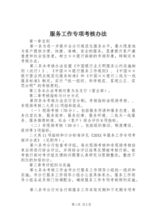 2024年服务工作专项考核办法