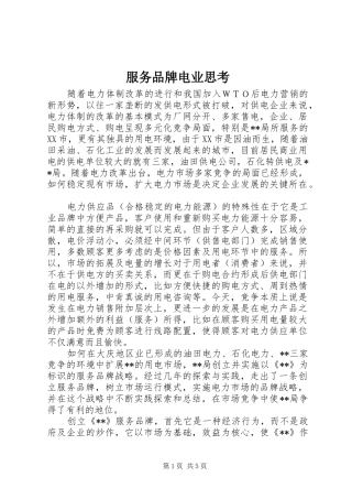 2024年服务品牌电业思考