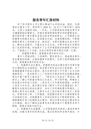 2024年服务青年汇报材料