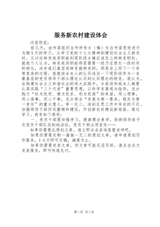 2024年服务新农村建设体会