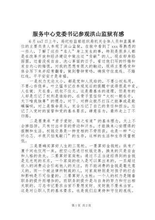 2024年服务中心党委书记参观洪山监狱有感