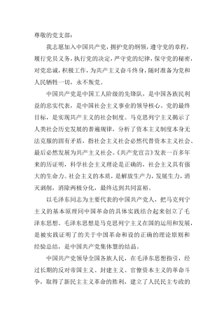 大学生入党志愿书范文2010年11月