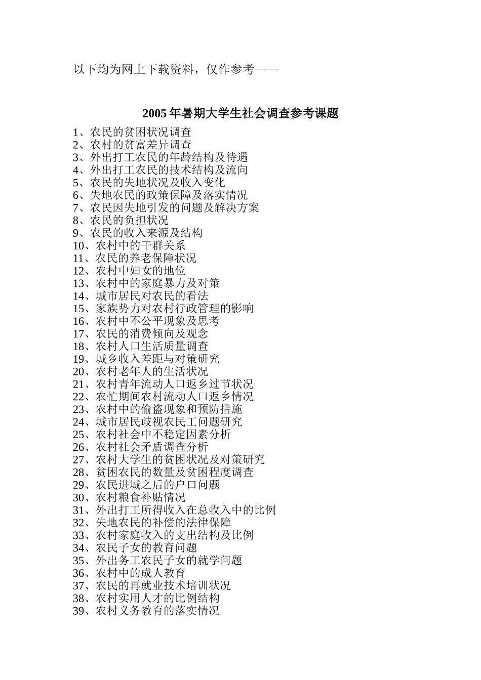 大学生社会调查选题及范文参考_第1页