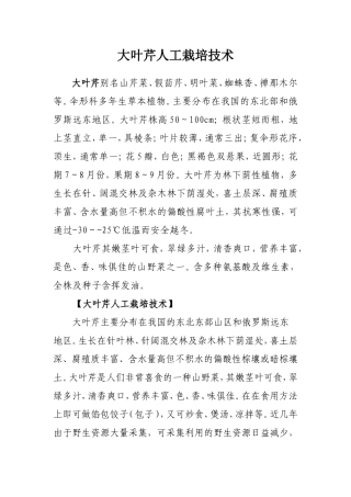 大叶芹人工栽培技术