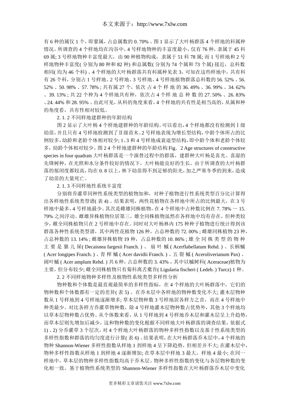 大叶杨群落植物性系统多样性的分布格局_第3页