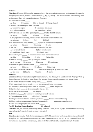 大学英语B级考试试题与答案