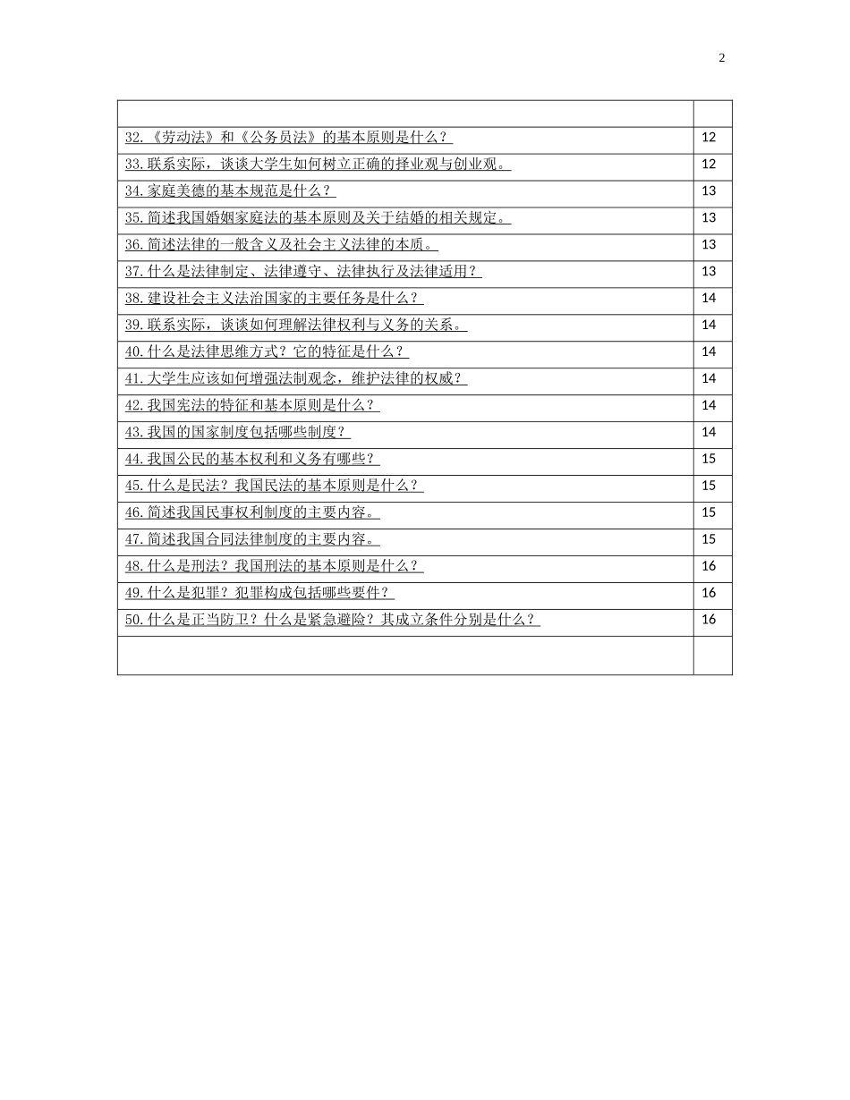 大一思想道德修养与法律基础期末考试试题及答案_第2页