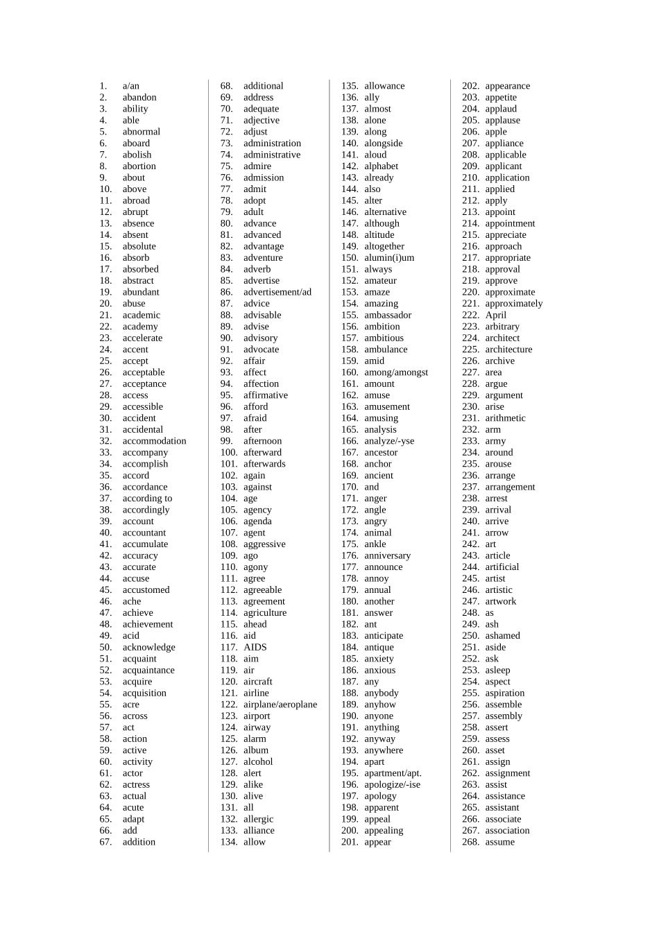 大学英语参考词汇表(一般词汇)_第1页