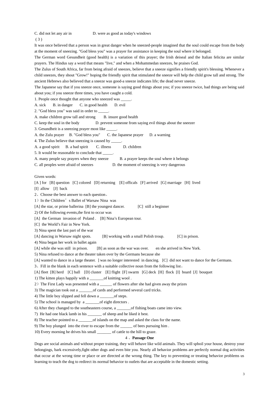 大学英语泛读试题及答案_第3页