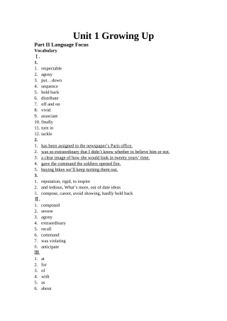 大学英语教材答案1、2、4单元