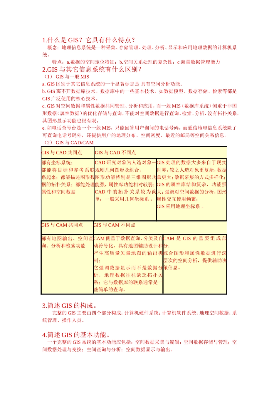 地理信息系统考试_第1页