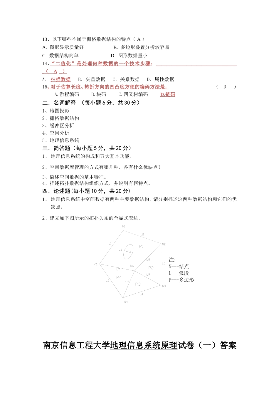 地理信息系统原理试卷(一)及答案_第2页
