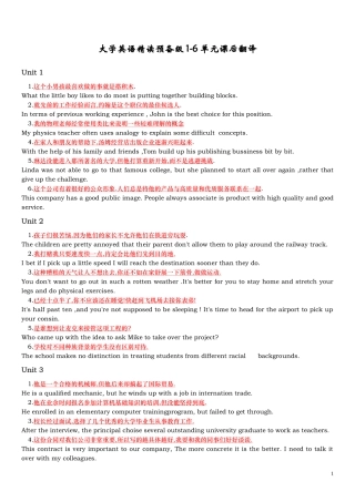 大学英语精读预备级翻译1-16
